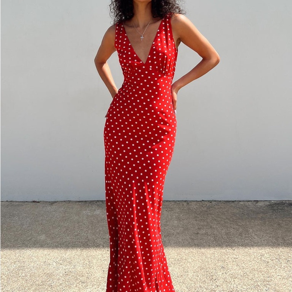 Princess Polly Red Polka Dot Maxi Dress